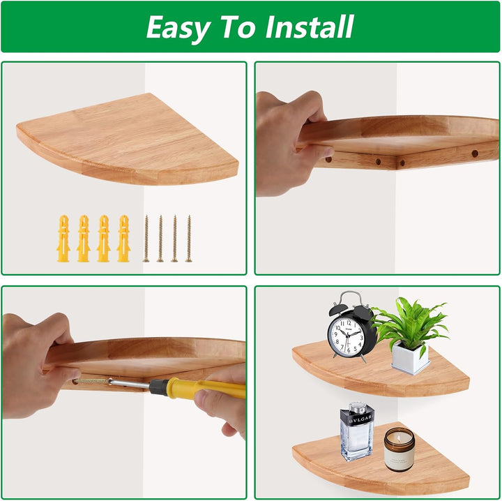2 Stück Eckregal Hängend Holz, 18 cm Wandregal Ecke, Eckregal Wand für Schlafzimmer, Badezimmer und