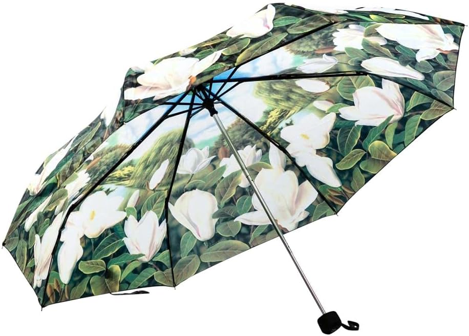 LUCKYWEATHER Regenschirm Taschenschirm Mini Damen Motiv Magnolien I Taschenschirme klein und stabil
