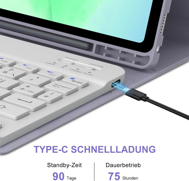 Hülle mit Tastatur für Samsung Galaxy Tab A11+ 11" & A9+ 11" (2025/2023), SchutzHülle, Deutscher QWE