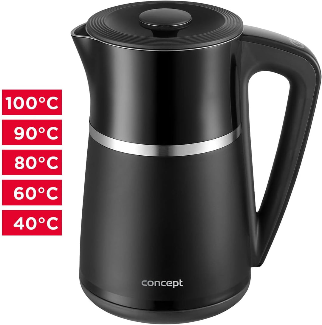 Instant-Wasserkocher mit Temperaturregelung 1,7 l, RK3100 1.7 Liter Schwarz, 1.7 Liter Schwarz