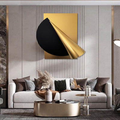 GERHWASH Wanddeko Metall Wanddeko Wohnzimmer Gold Schwarz Wanddekoration 3D Wandbilder Moderne Wand