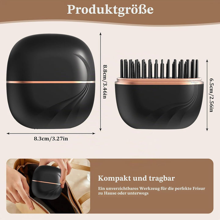 Mini Hair Straightener Brush,Tragbare Taschen-Glättbürste,2 in 1 Mini-Glätteisen Kabellos,Glättbürst