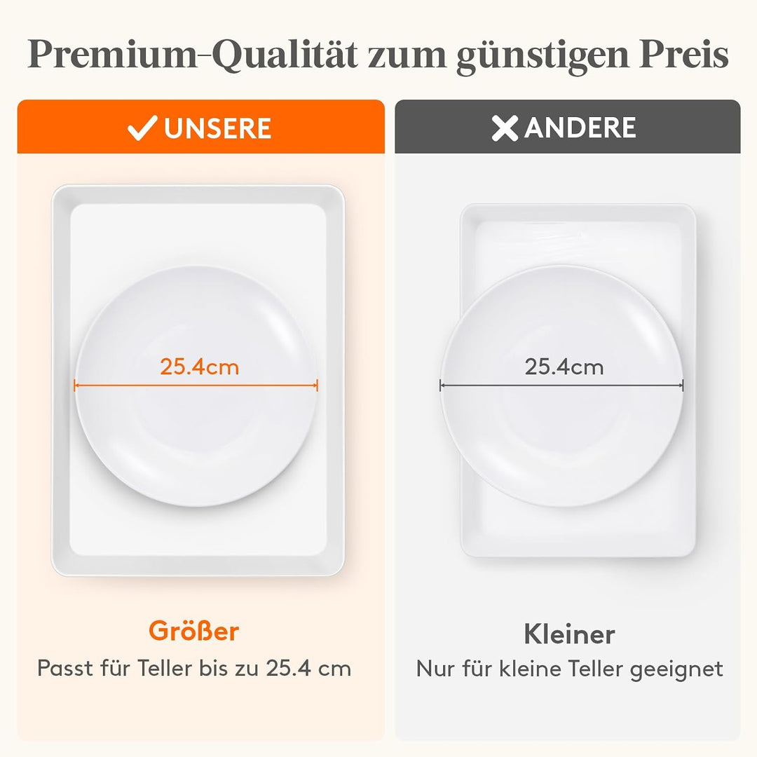 Lifewit 4 Stück Grosse Servierplatte Kunststoff, 40,6 x 30,5cm, Tablett Weiss | BPA-frei Serviertabl