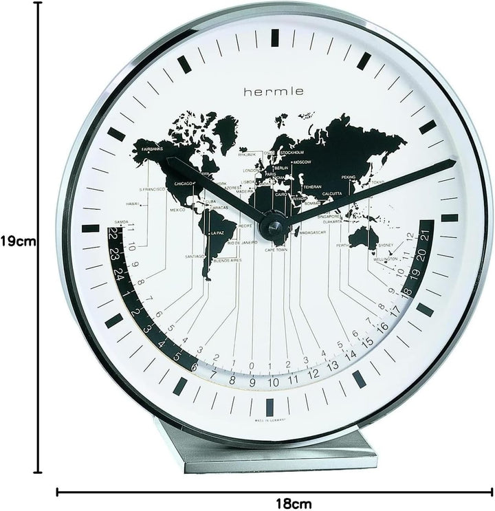Hermle Uhrenmanufaktur Tischuhr, Messing, Silber, 19cm x 18cm x 6,5cm