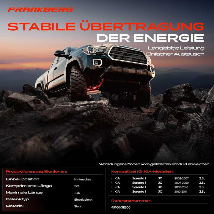 Kardanwelle Gelenkwelle Hinten L=ca. 1095MM für Sorento I JC 2.5 CRDi 2002-2009 49100-3E300