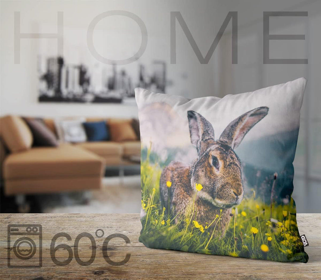 VOID Hase Berglandschaft Kissenbezug 50x50 Kissenhülle Polyester Zierkissen Couchkissen Ostern Oster
