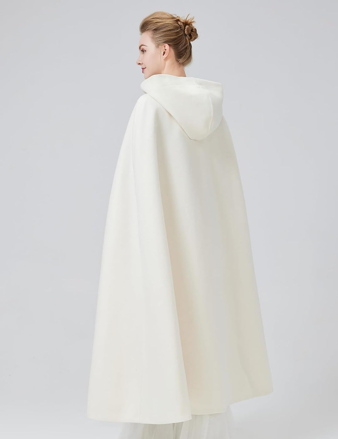 BEAUTELICATE Umhang mit Kapuze Mantel Wollmischung Damen Poncho Cape Lose Trenchcoat Outwear Hochzei