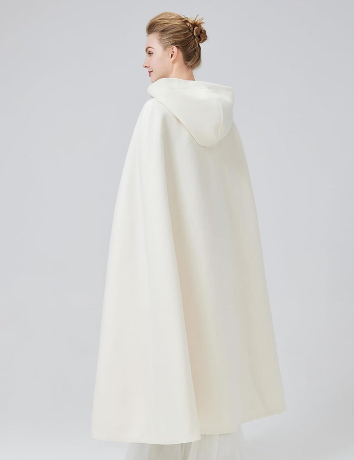 BEAUTELICATE Umhang mit Kapuze Mantel Wollmischung Damen Poncho Cape Lose Trenchcoat Outwear Hochzei