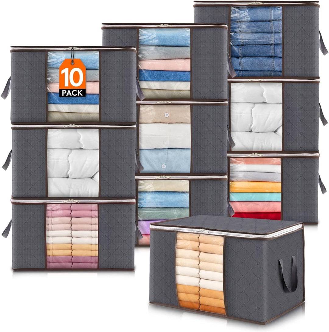 Lifewit 10 Stück Aufbewahrungstasche, Aufbewahrungsbox mit Deckel, Kleiderschrank Organizer Faltbare