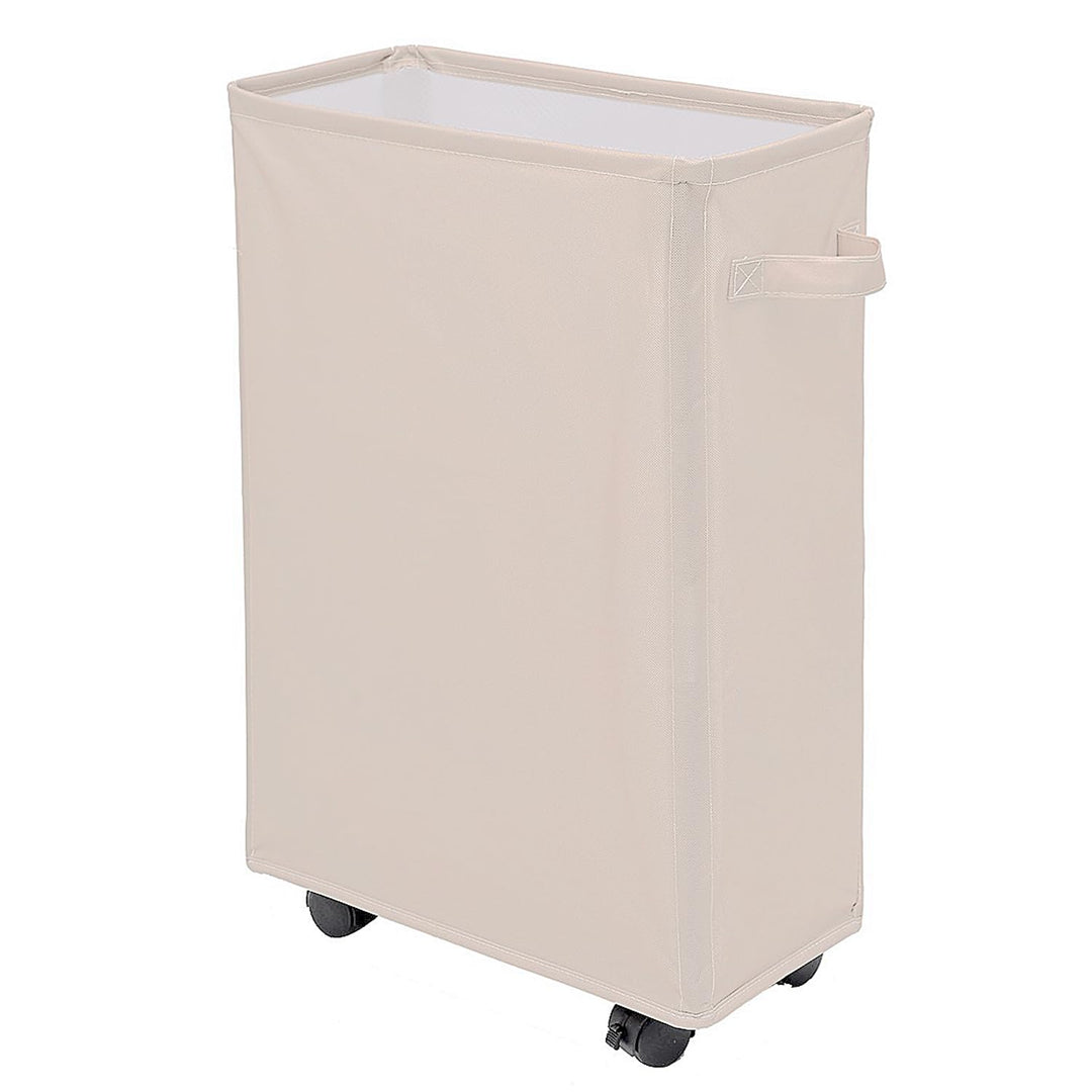 IHOMAGIC 40L Wäschekorb mit Rädern, Faltbarer Wäschesammler mit Rollen, Schmal Rechteckiger Wäschebe