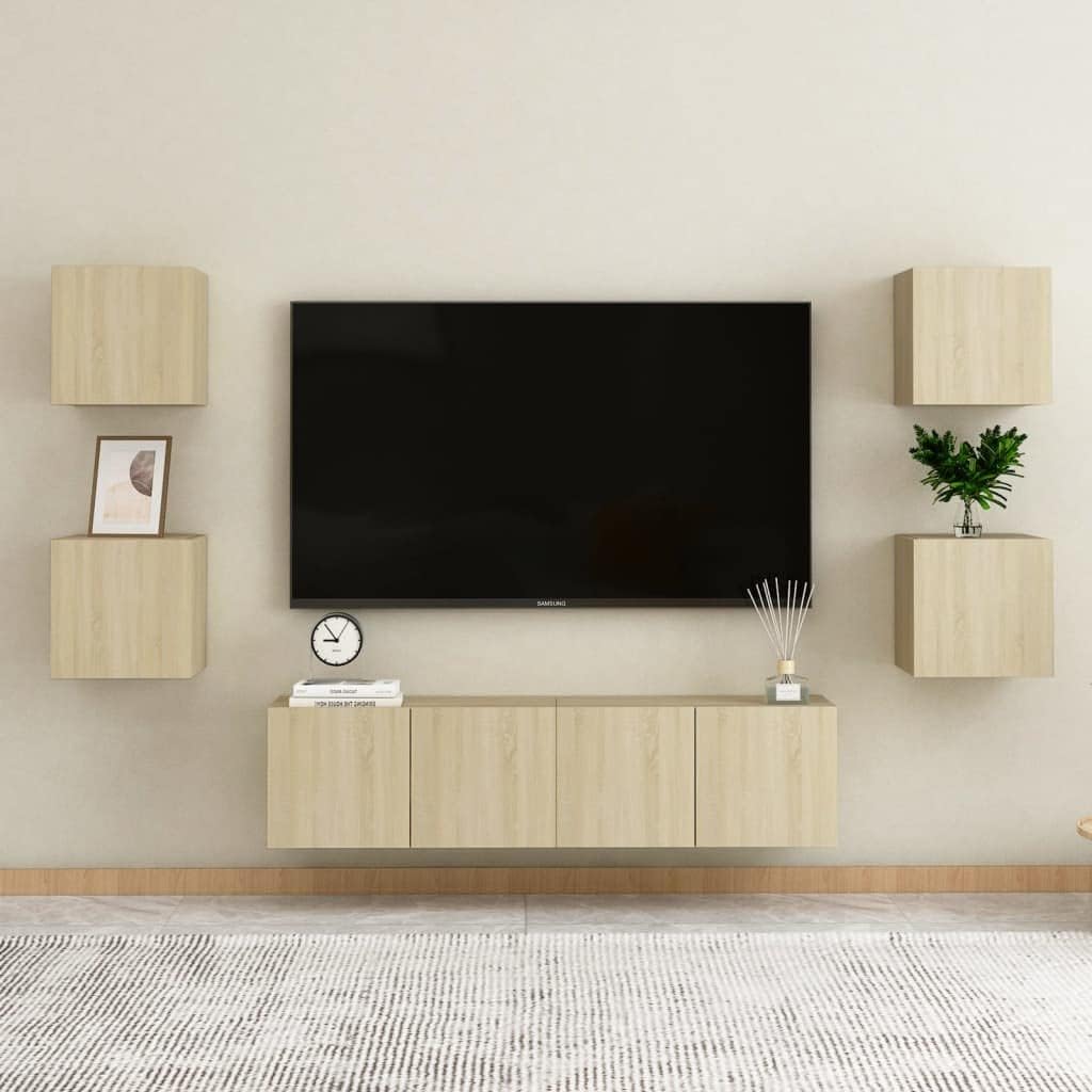 vidaXL TV Wandschrank Wohnwand Anbauwand Schrankwand HiFi Schrank Hängeschrank Fernsehwand Fernsehsc