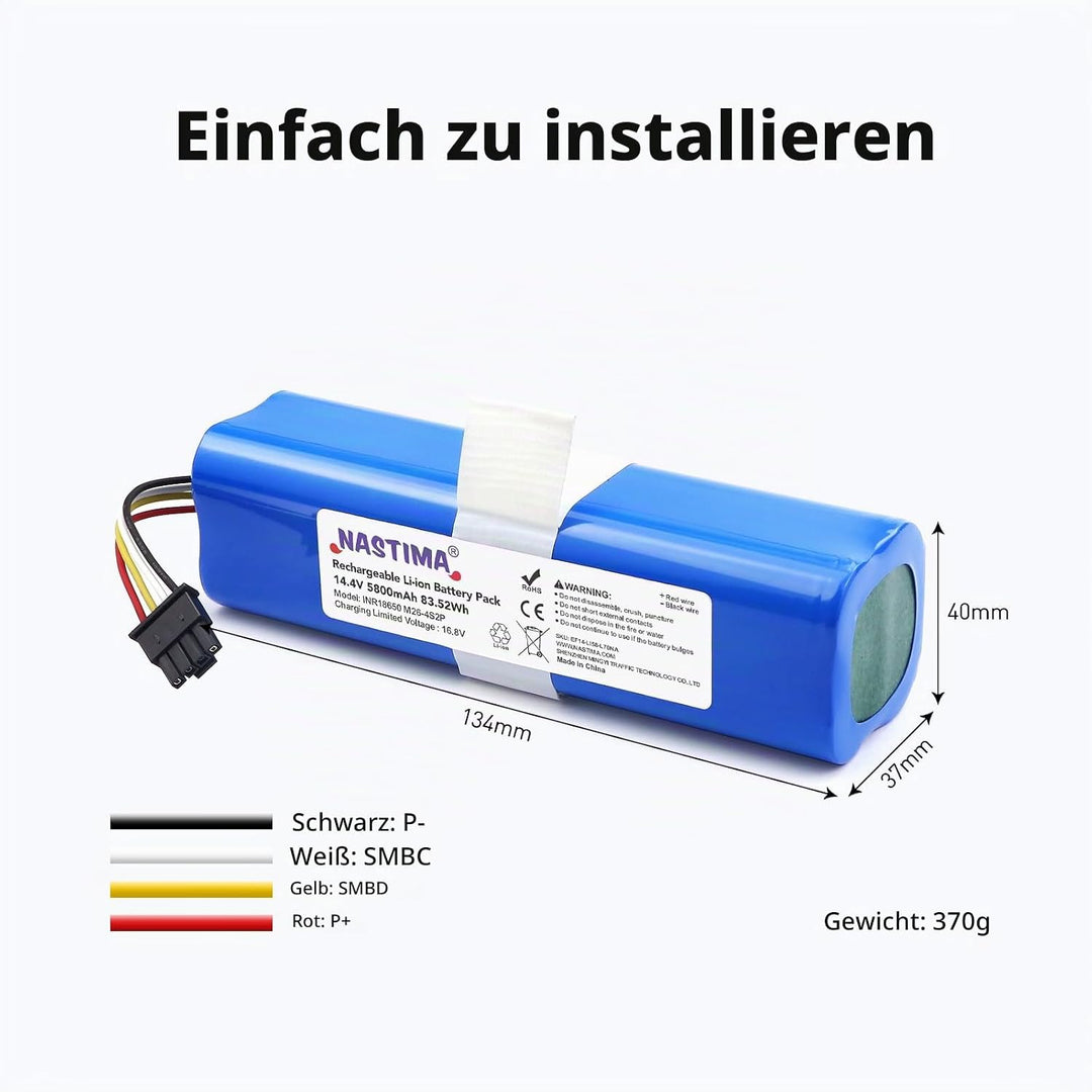 NASTIMA 14,4V 5800mAh Li-Ion Akku Kompatibel mit Eufy Robovac L70 Hybrid, T2190, T2190G21, Teilenumm