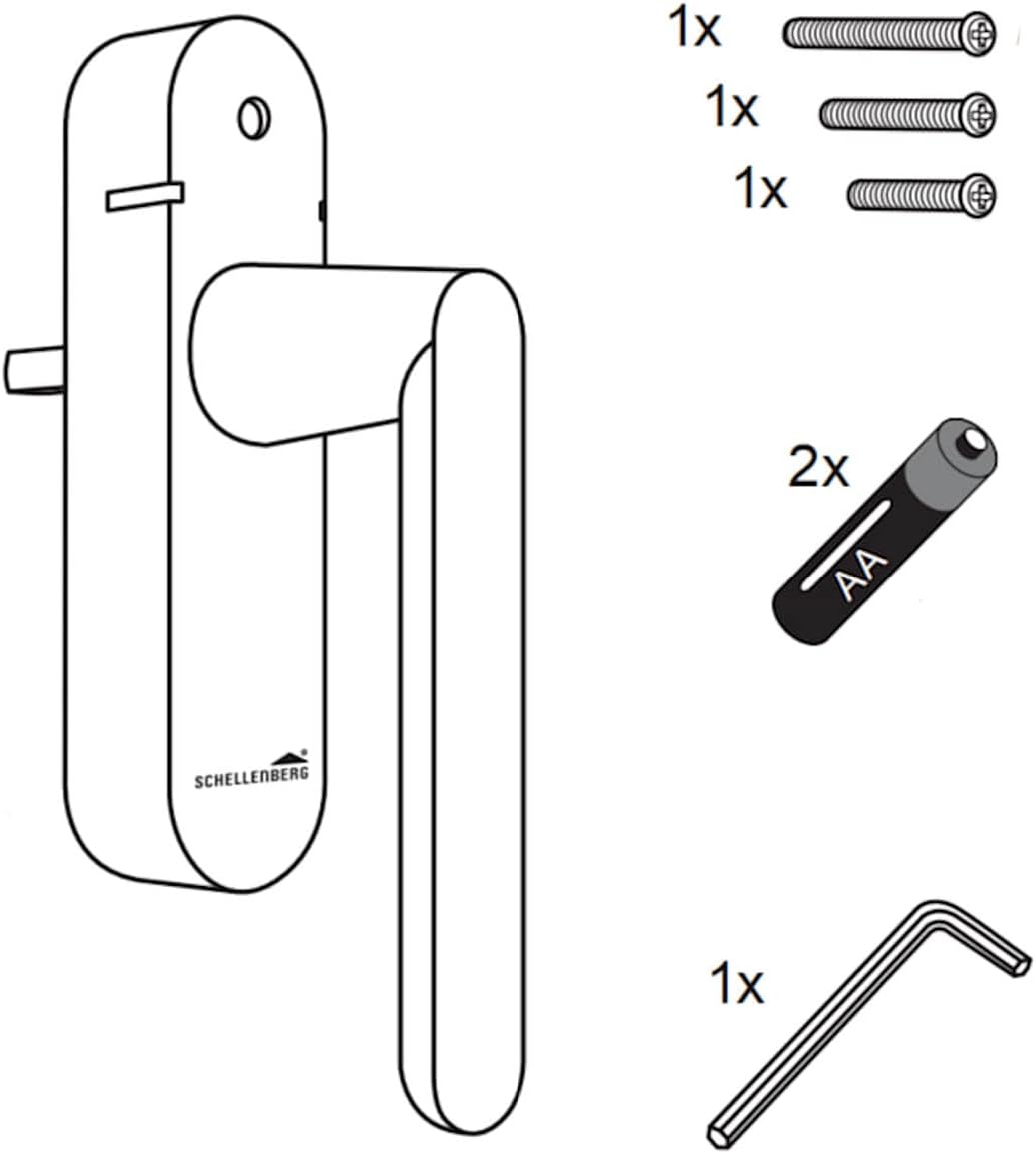 Schellenberg 46513 Fenstergriff mit Alarmfunktion, Balkontürgriff, Smart Home Funk-Alarmgriff - für