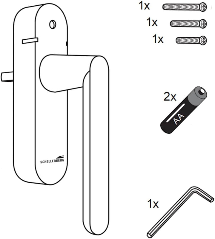 Schellenberg 46513 Fenstergriff mit Alarmfunktion, Balkontürgriff, Smart Home Funk-Alarmgriff - für