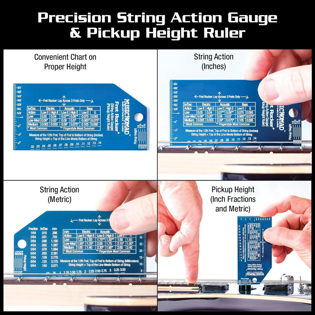 MusicNomad Fret Rocker+ with String Action Gauge/Pickup Ruler (MN822)