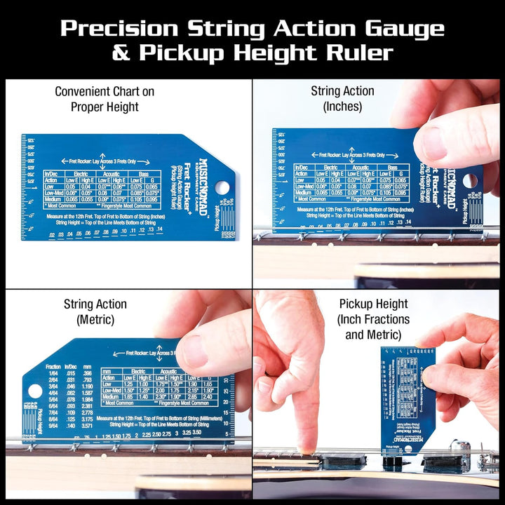 MusicNomad Fret Rocker+ with String Action Gauge/Pickup Ruler (MN822)