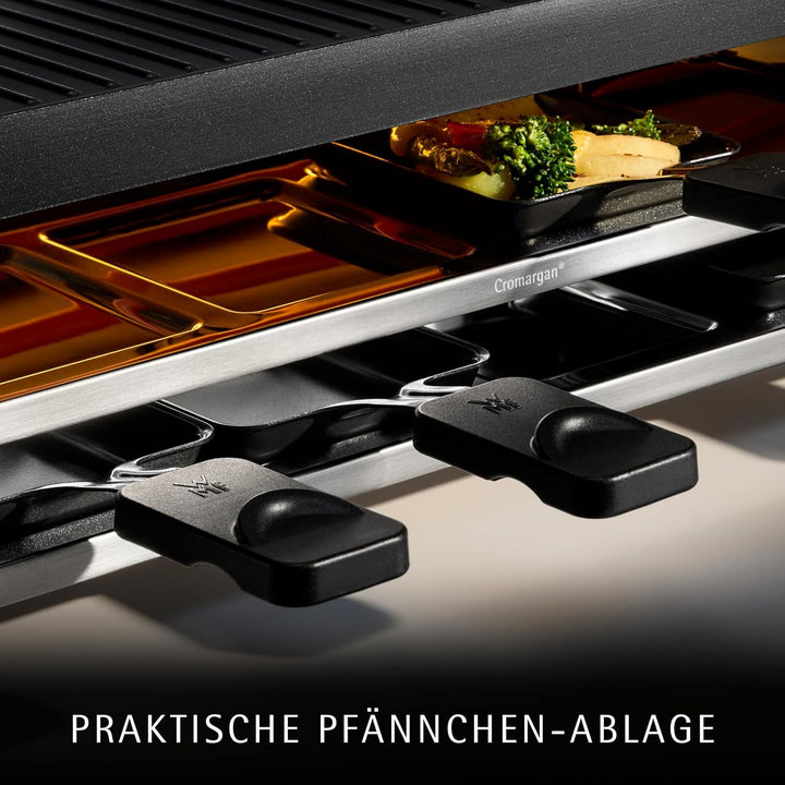 WMF Lono Selection Raclette Grill 8 Personen – Hochwertiger Cromargan Edelstahl, 1500W Leistung, ker