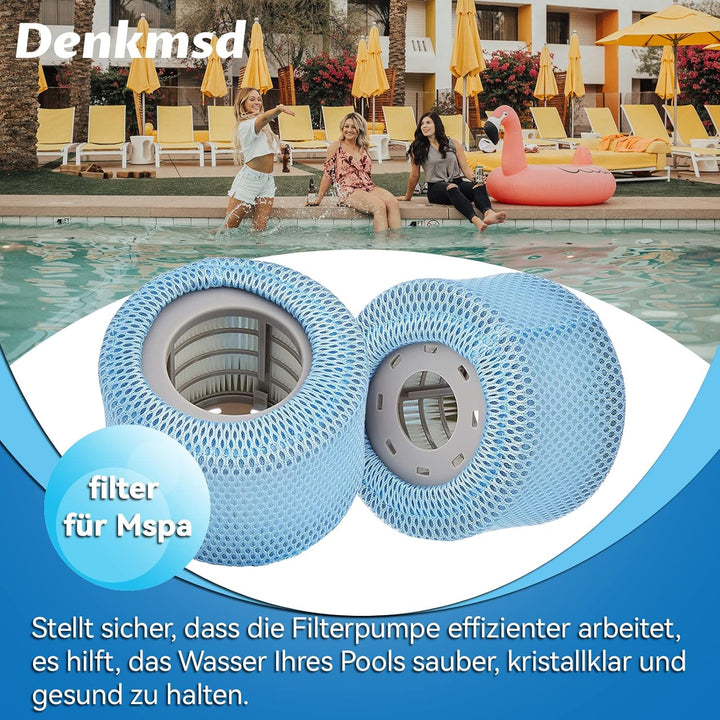 2 Stück Filterkartuschen mit Schutznetzen für MSpa Whirlpoal, Ersatz Filter Filterkartusche für MSpa