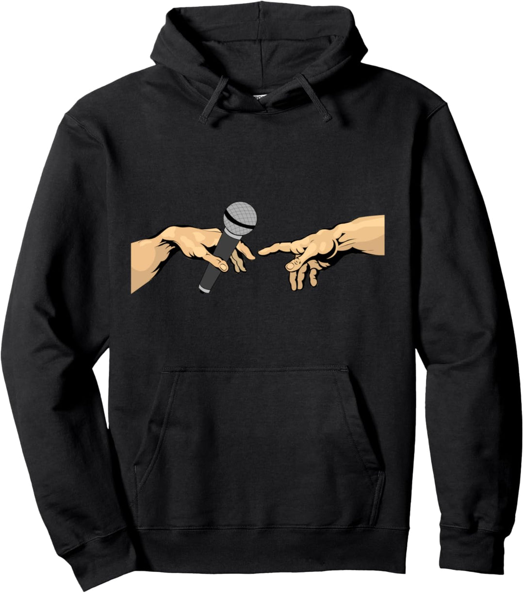 Entstehung von Adam Michelangelo Mikrophon Moderatorenkunst Pullover Hoodie
