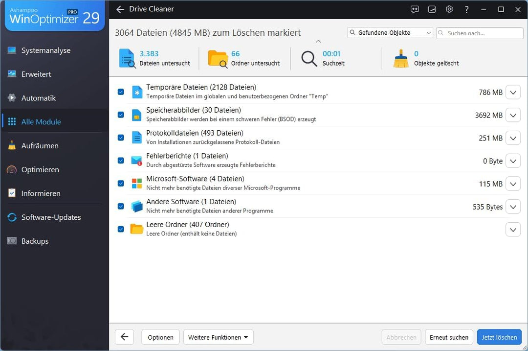 WinOptimizer 27 - 3 USER Lizenz - Tuning für Windows 11 10 8.1 8 7 - unbegrenzte Laufzeit