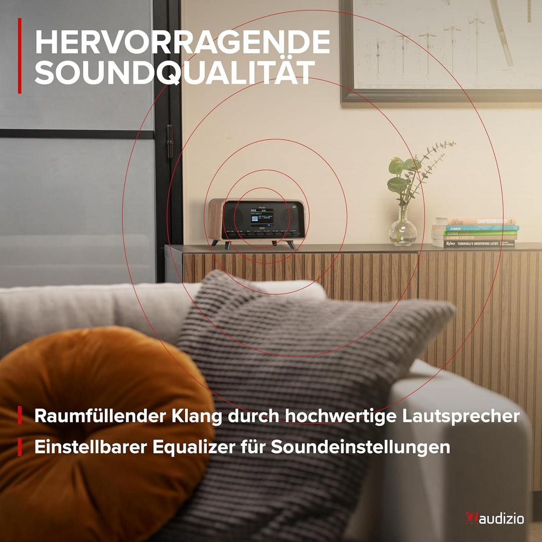 Audizio Desio - DAB Radio mit Bluetooth 5.0 - Stereo DAB Plus Radio mit Fernbedienung, 50 Speicherpl