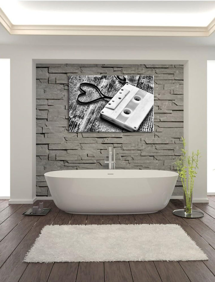 Monocrome, Retro Kasetten, Format: 100x70 auf Leinwand, XXL riesige Bilder fertig gerahmt mit Keilra
