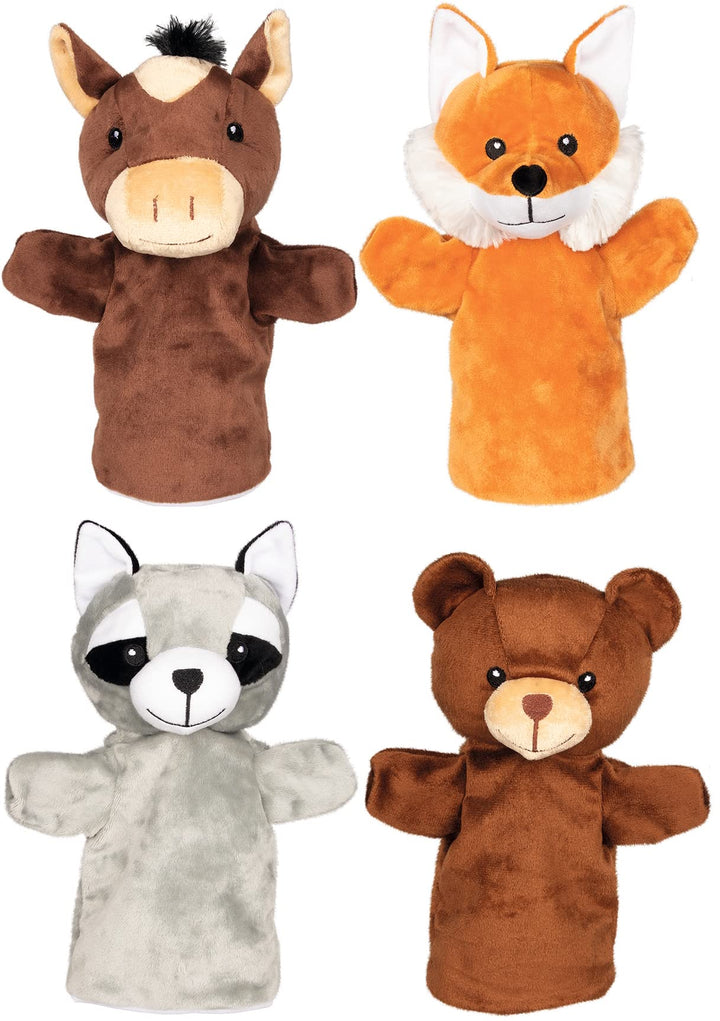 goki 51803 - Handpuppen Tiere Arino, Funu, Wassti und Baru, 4 Handpuppen im Set
