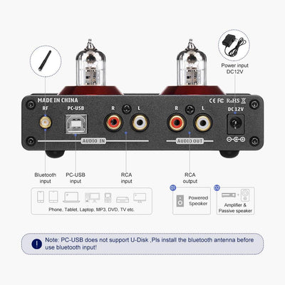 AIYIMA T6PRO QCC3008 Bluetooth 5.0 Röhrenvorverstärker HiFi-Kopfhörerverstärker Mit PC-USB 24bit/192