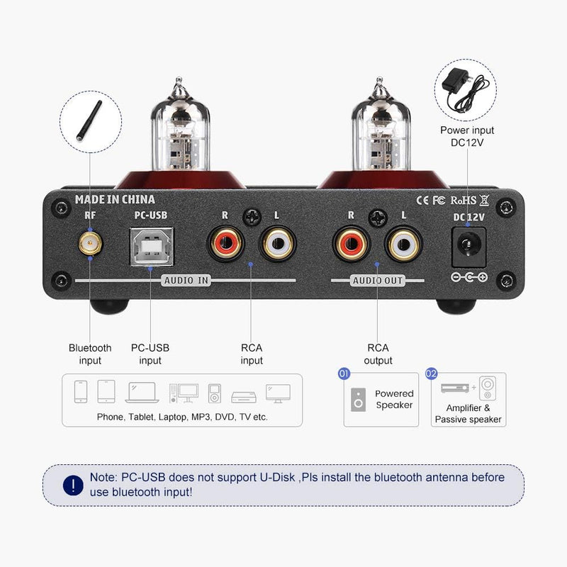 AIYIMA T6PRO QCC3008 Bluetooth 5.0 Röhrenvorverstärker HiFi-Kopfhörerverstärker Mit PC-USB 24bit/192