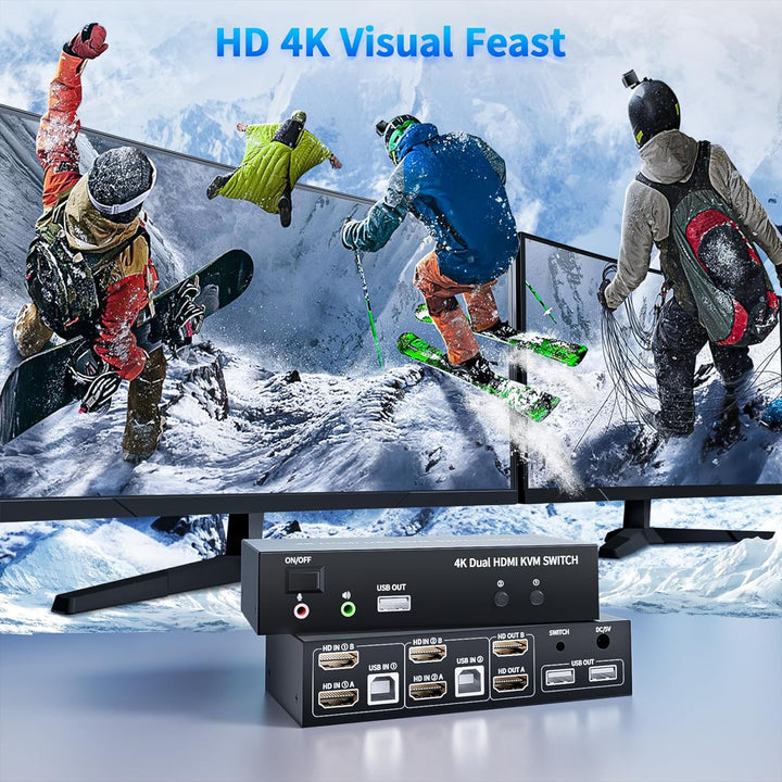 2 Port HDMI USB KVM Switch 4K@60Hz, Bolaazul Dual-Port USB 2,0 HDMI 2,0 KVM Switcher 2x2, Tastatur M