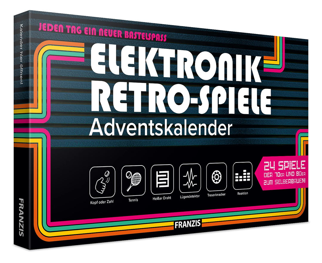 FRANZIS 67150 - Elektronik Retro Spiele Adventskalender, 24 Spiele der 70er und 80er zum Selberbauen