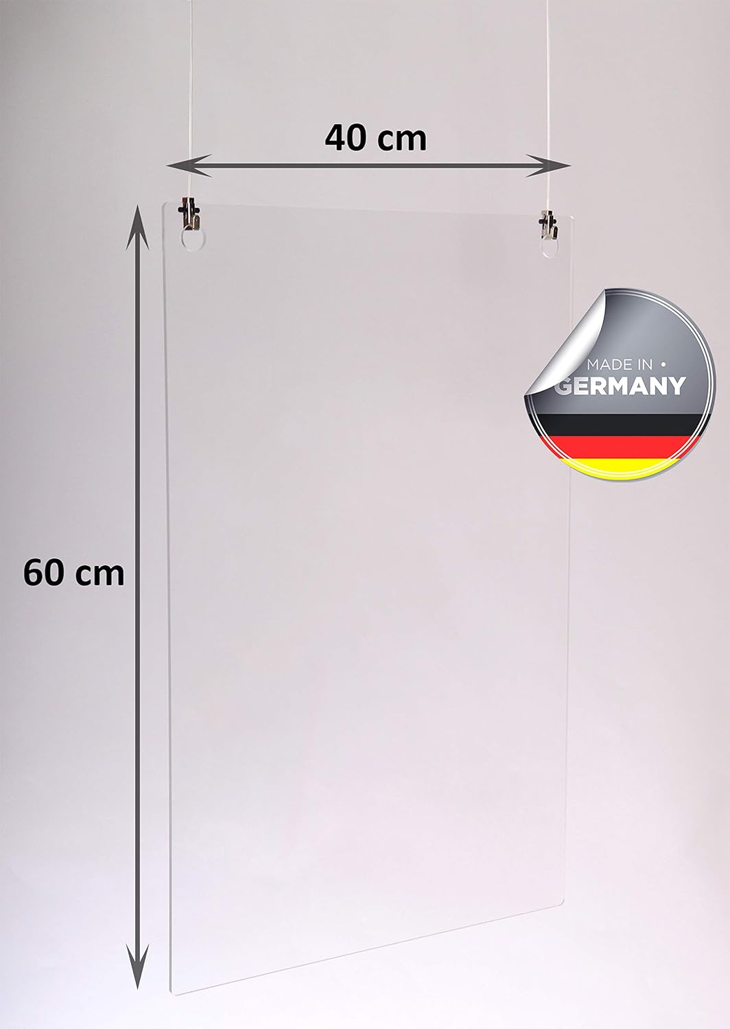 Queence | Hochwertiger Tröpfchenschutz aus Acrylglas zum Aufhängen | Hustenschutz für Empfangsbereic