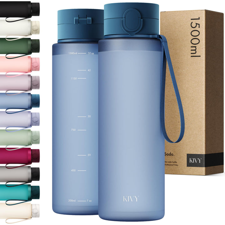 KIVY Trinkflasche 1,5 Liter - Kohlensäure geeignet & Auslaufsicher - Für Sport, Schule & Büro - Spor