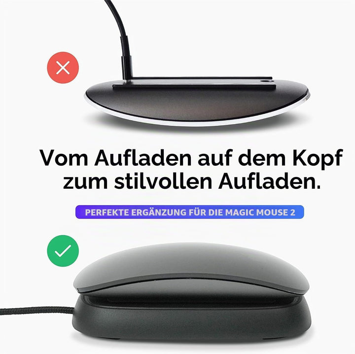 Ascrono - Ladestation Kompatibel mit Apple Magic Mouse 2 - Dunkelgrau - Perfect Zubehör | Verwendbar