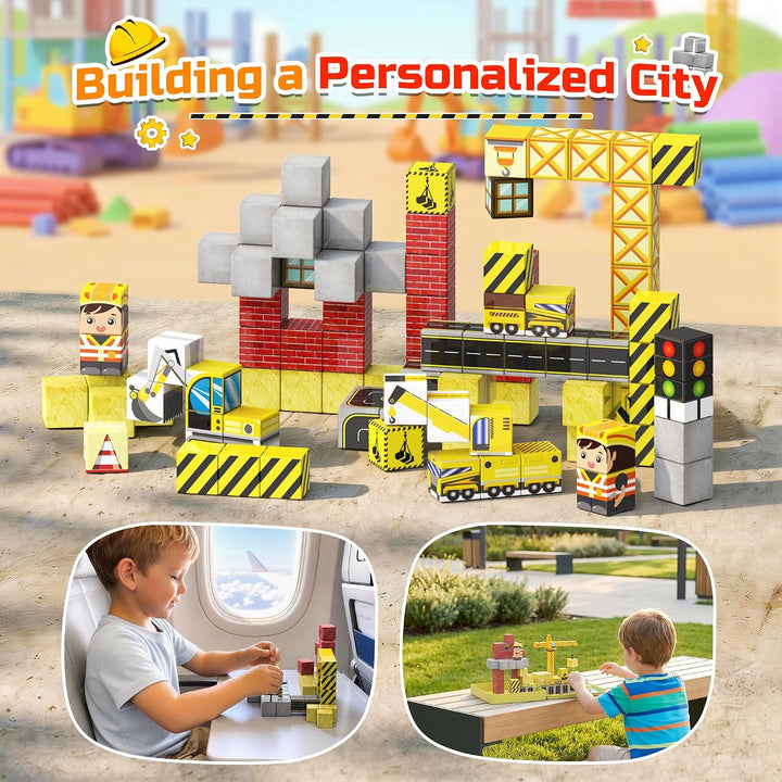iKidiki Mini Magnetische Bausteine Reiseset 99 PCS, Reisespiele Kinder | Geschenk Junge 3-8 Jahre Be