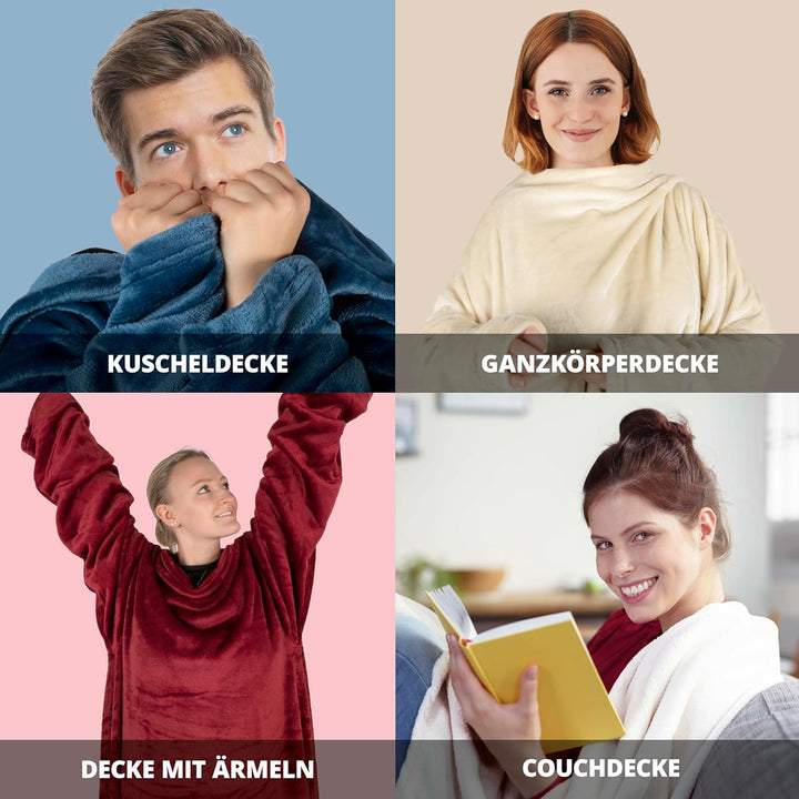 Walser Kuscheldecke flauschig, Decke mit Ärmeln Auszeichnung Sehr Gut*, Flauschige Couchdecke XL, wa