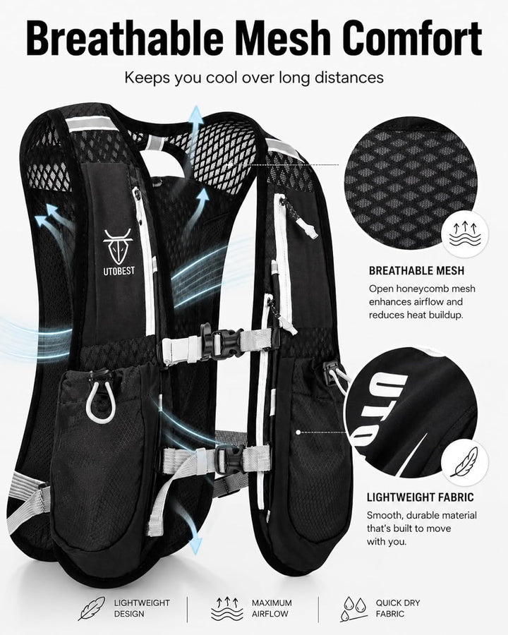 UTOBEST Trinkrucksack 5L Herren Damen Ultraleicht Laufrucksack für Laufen,Marathon,Jogging,Radfahren