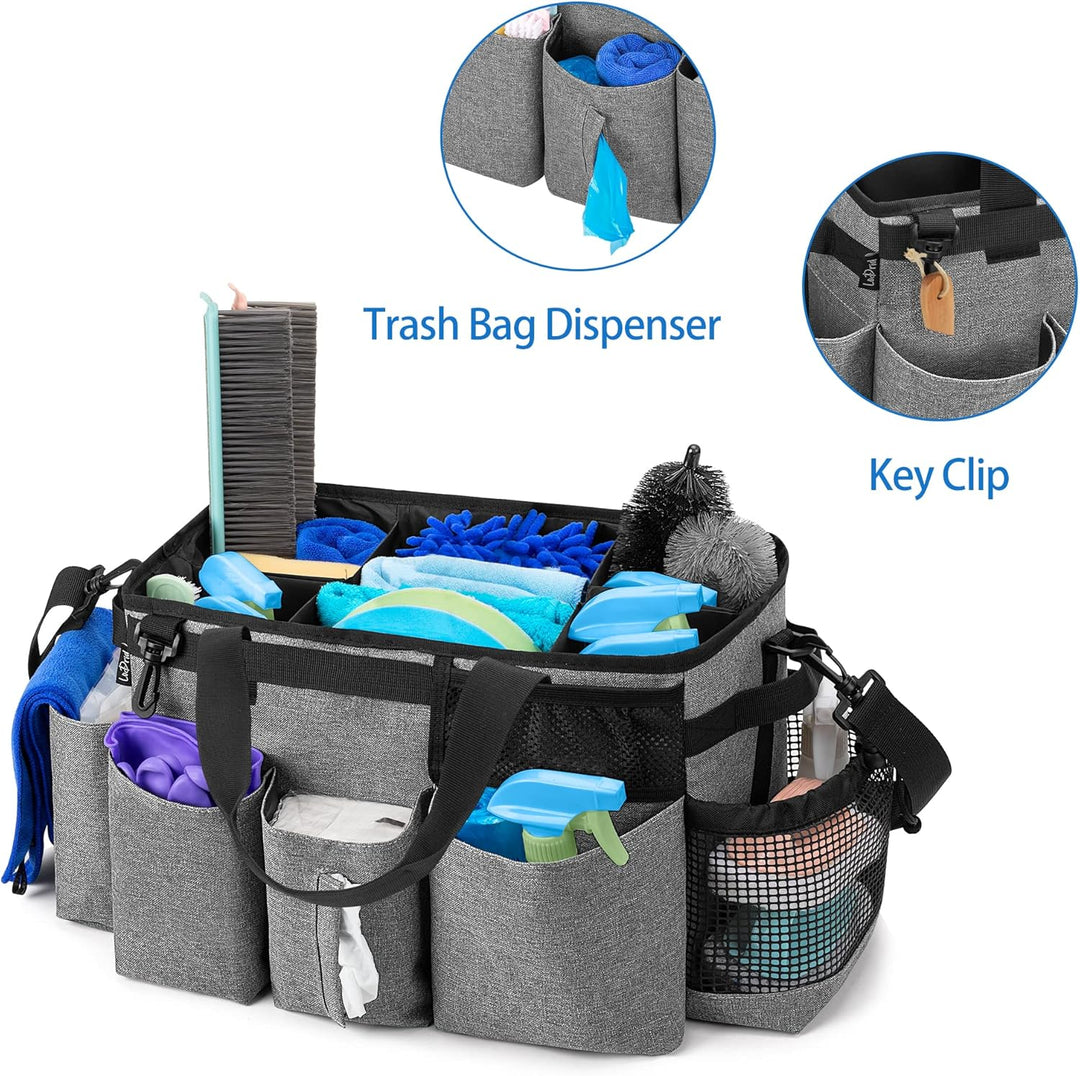 LoDrid Tote Reinigungstasche mit 4 Faltbaren Trennwänden, Tragbarer Reinigungsmittel Organizer mit S