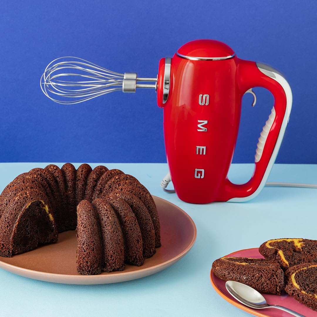 Smeg, HMF01RDEU Electric Mixer, 9 -Geschwindigkeitsniveaus, Turbofunktion, glattes Start -Start -up