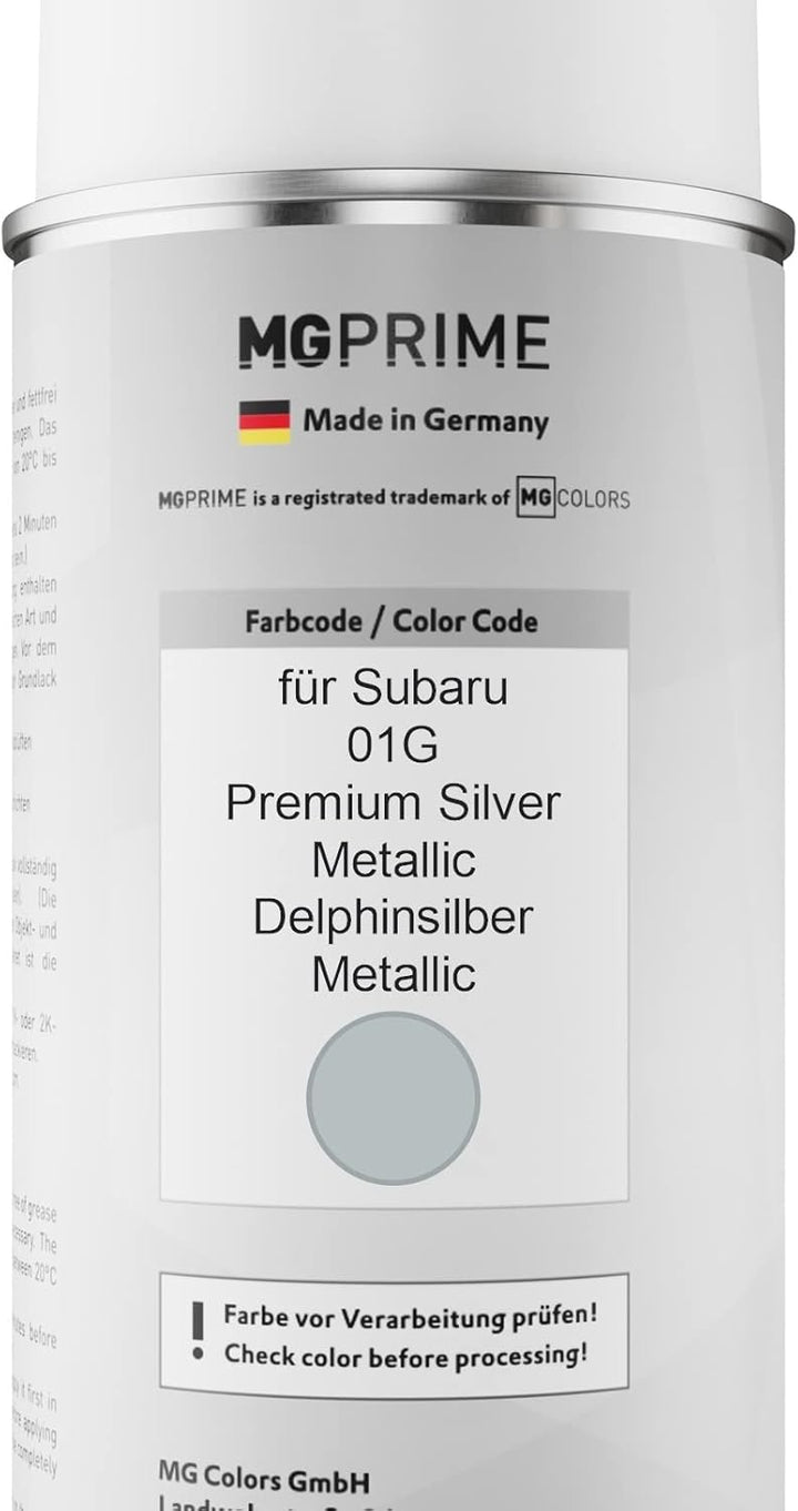 MG PRIME Autolack Sprühdosen Set für Subaru 01G Premium Silver Metallic/Delphinsilber Metallic Basis