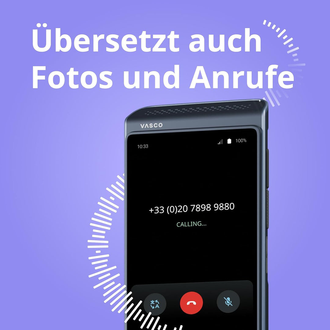 Vasco Translator Q1 | Sprachübersetzer | Sprachausgabe mit eigener Stimme (Voice Cloning) | Anruf Üb