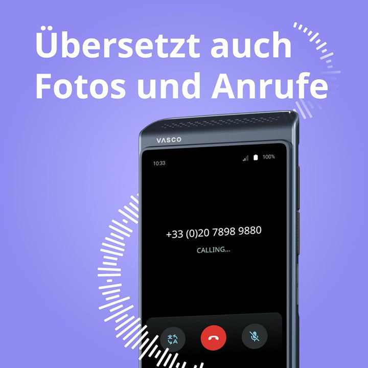Vasco Translator Q1 | Sprachübersetzer | Sprachausgabe mit eigener Stimme (Voice Cloning) | Anruf Üb