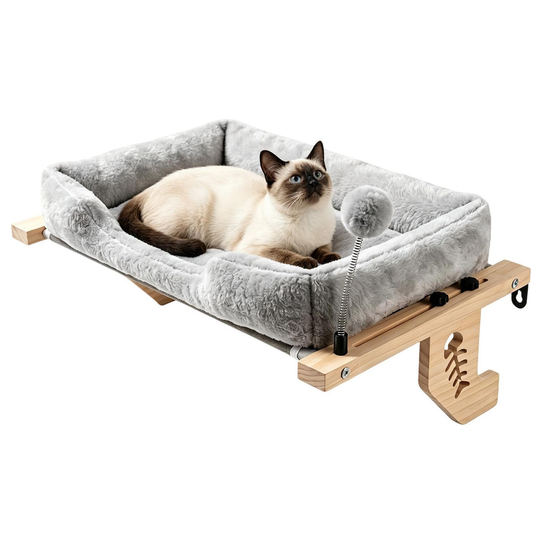 Katzen Fensterbett Ruheplatz Mit Plüschkissen Und Ball | Katzen Fenstersitzplatz Plüschkissen geeign