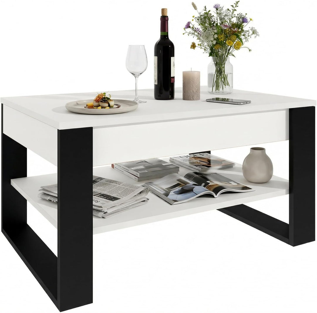 Couchtisch höhenverstellbar mit Stauraum - Couchtische - Wohnzimmertisch klappbar - höhenverstellbar