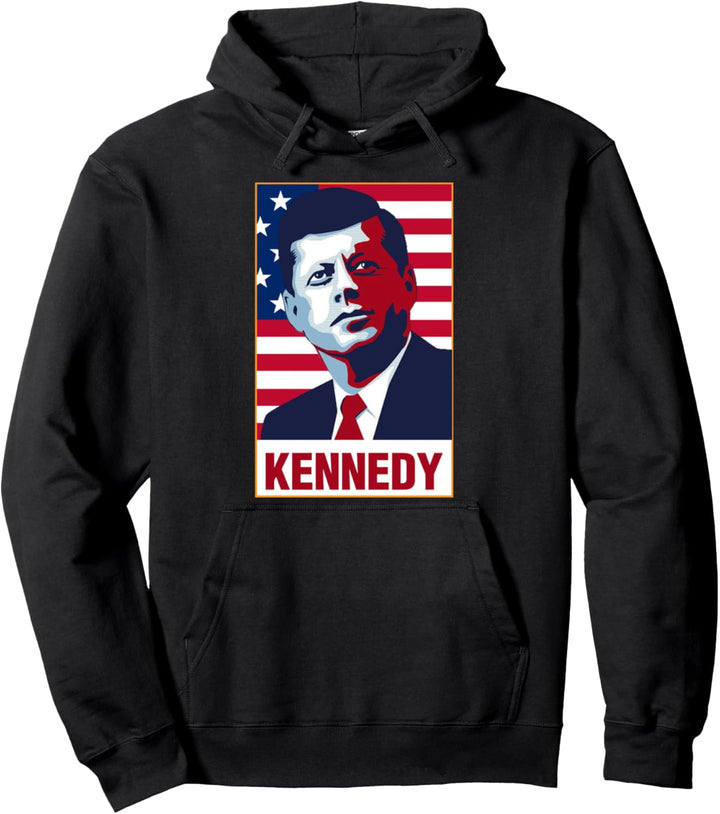 John F. Kennedy Portrait Amerikanische Flagge Pullover Hoodie