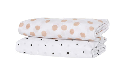 2er Set Swaddle & Burp Blanket Puckdecke Spuckdecke Einschlagtücher aus Baumwoll Musselin 100x120 cm
