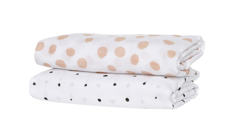 2er Set Swaddle & Burp Blanket Puckdecke Spuckdecke Einschlagtücher aus Baumwoll Musselin 100x120 cm