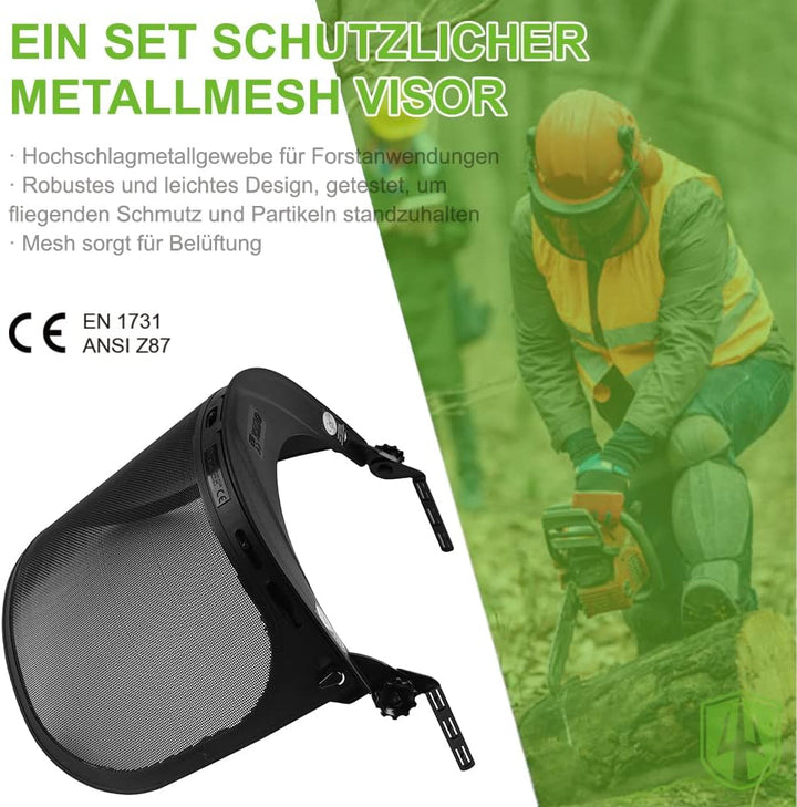 GREEN DEVIL Kettensägen-Schutzhelm Forstschutzhelm Sicherheitshelm mit Gehörschutz Ohrenschützer und