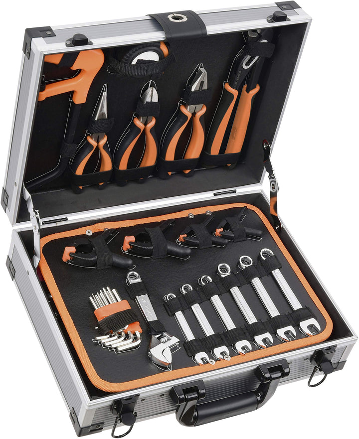BOXER® Werkzeugkoffer gefüllt 107-teilig – Toolbox mit Zangen, Schraubendrehern, Steckschlüsseln & H
