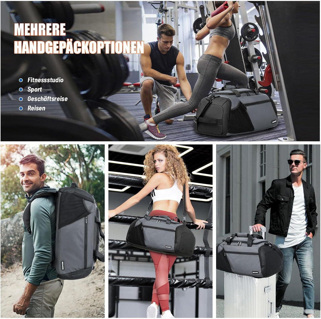 BECOJADDE Sporttasche Herren 40L Gross Sporttaschen Reiserucksack Mehrere Taschen Rucksack mit Schuh